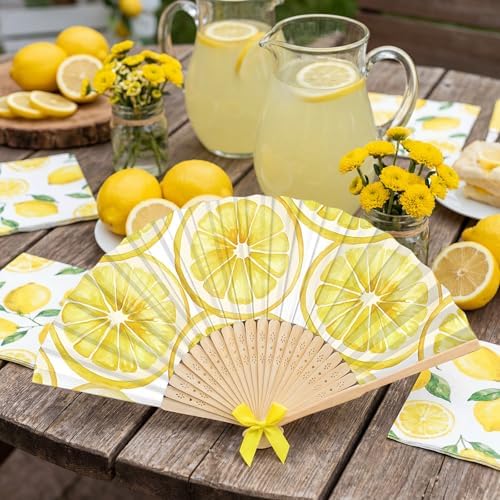 Roowest 36 Pcs Lemon Folding Hand Fans Bulk, Bridal Shower Party Favors - Image 4