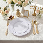 DaYammi 150Pcs White Plastic Plates & Gold Plastic Silverware Set for Party - Image 3