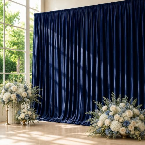 10ft x 10ft Navy Blue Backdrop Curtains for Parties, Wrinkle-Free Fabric Photo Backdrop Drapes for Graduation Corporate Event Wedding Baby Shower Nautical Party Photography Background Decor by Gewonelife