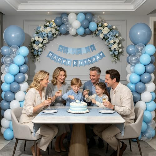 Dusty Blue Balloon Column Stand Kit of 2 with Balloons - Image 2