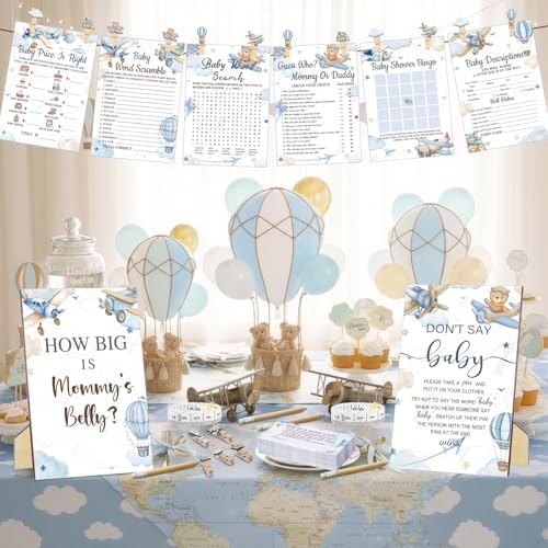 Funnymoom 426 Pcs Baby Shower Games Airplane Theme Boys, 8 Card Sets - Image 5