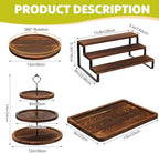 Teenyyou 5 Pcs Wood Dessert Table Display Set Cupcake Stand, Dark Color - Image 2