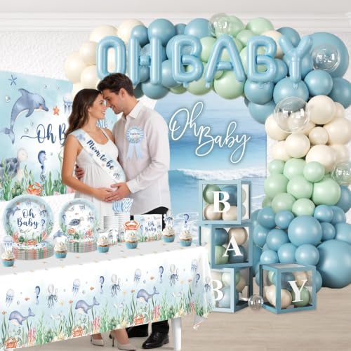 Cocomigo 347PCS Under the Sea Baby Shower Decorations Set Serves 25 - Image 6