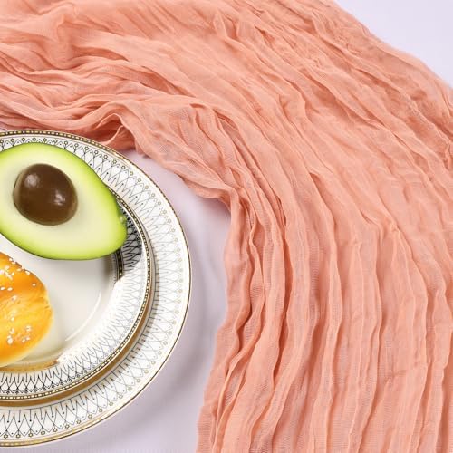 12 Pack 10Ft Peach Cheesecloth Table Runner 23 x 120 Inch - Image 5