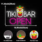 Tiki Bar Neon Sign, Tiki Bar Led Light Signs for Wall Decor Open Hawaii Tropical Luau Party Decorations for Pub Bistro Night Club Home Man Cave Dimmable USB Powered Pink(16.9"*11.4") - Image 3