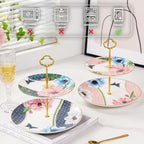 KAMMAK 2-Tier Porcelain Cupcake Stand Serving Tray, Dessert Plates Cake Fruit Candy Display Tower, Reusable Pastry Platter for Wedding Birthday Baby Shower Tea Party Decorations (Green) - Image 6