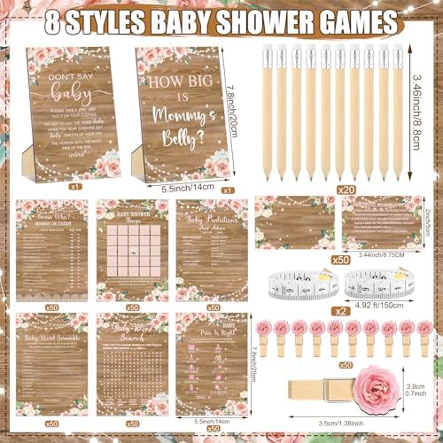 Funnymoom 426 Pcs Girl Baby Shower Games Decorations Set with 8 Games - Image 3
