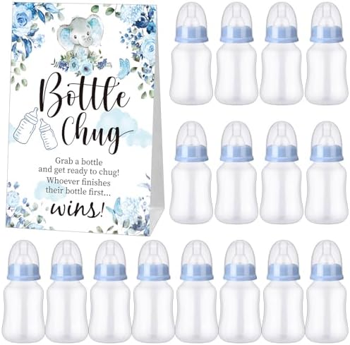 TrelaCo 20 Pcs Bottle Chug Game, Elephant Theme Baby Shower Favors, Blue by TrelaCo