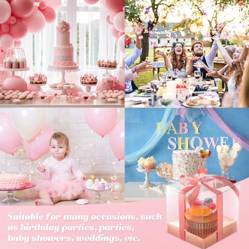 Thenshop 50 Pcs Clear Cupcake Boxes Individual 3.5 Inch, Rose Gold - Image 6