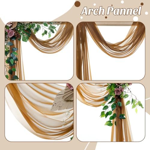 Pack of 1 Wedding Arch Drape Panel Fabric 30" x 40ft - Mocha - Image 5