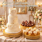 Wenqik 5 Pcs Metal Gold Cake Stand,16/14/12/10/8 in Round Cake Holder - Image 6