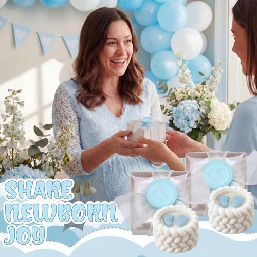MTLEE 24 Pcs Baby Shower Candle Party Favors for Guests Blue Footprints Scented Candles with Bow Gift Box Ribbon Cute Feet Shaped Return Gifts Keepsakes for Baby Shower Gender Reveal Party Supplies - Image 5