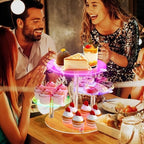 Cake Stand with Rechargable LED Light, Round Light Up Cupcake Stand, Cupcakes and Cakes Comb for 8-12 Inch Cakes, Tiered Cake Tree Tower, Clear Dessert Display Stand for Wedding Birthday Party - Image 5