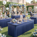 4 Pack Navy Blue Table Cloth for 6 Foot Rectangle Tables Spandex Fitted Tablecloth 6ft Stretch Table Covers Skirt Navy Blue Banquet Tablecloths Wrinkle Free Tablecloth for Party Wedding Birthday Event - Image 2