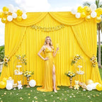 20ft x 12ft Yellow Backdrop Curtains Wrinkle Free Backdrop Curtain for Wedding Parties Yellow Fabric Backdrops Drapes Back Drop Cloth Bridal Shower Stage Curtains Wedding Decorations for Reception - Image 4