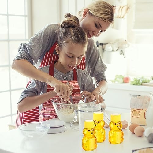 Patelai 96 Pcs 2 oz Plastic Honey Bear Bottle Bear Shape Clear Jar, Yellow - Image 6