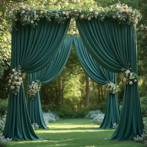 16x10FT Hunter Green Backdrop Curtains for Wedding Parties, Wrinkle Free Polyester Photography Backdrop Drapes for Baby Shower Birthday Parties Stage Background Stand Decorations 4x10ft,4 Panels - Image 6