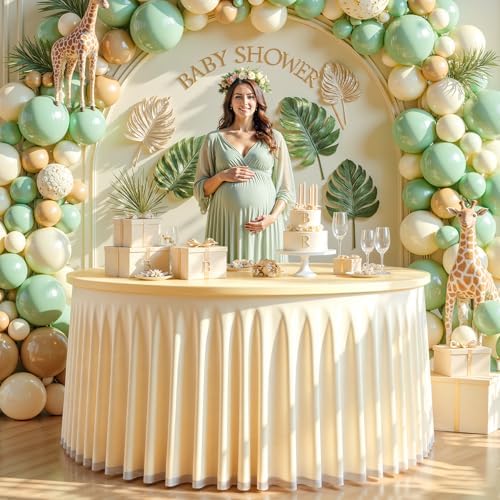 Champagne Tulle Tablecloths 60 Inch Spandex Table Cloths for Round Tables - Image 2