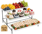 Lifewit 3 Tier Serving Tray for Party, Plastic Tiered Food Serving Platters by Lifewit