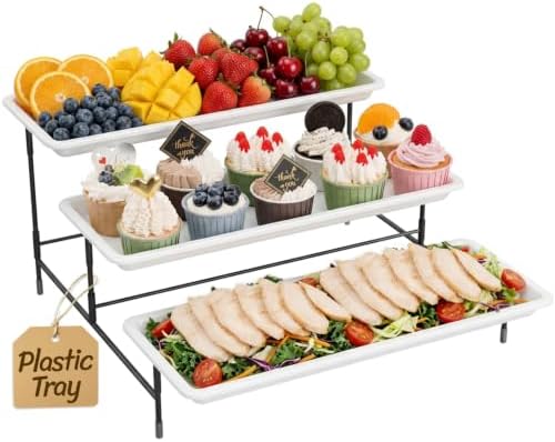 Lifewit 3 Tier Serving Tray for Party, Plastic Tiered Food Serving Platters by Lifewit