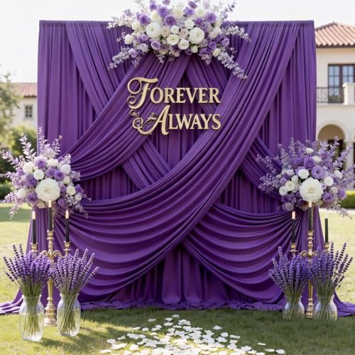 12ft x 10ft Purple Backdrop Curtains for Parties, Wrinkle Free 2 Panels Photo Backdrop Drapes Back Drop Cloth for Wedding Birthday Photography Background Decor by CO-AVE