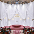40ftx10ft Wrinkle Free White Backdrop Curtain - 10 Feet Photography Backdrop Drapes, Silky Polyester Back Drop Cloth for Wedding Baby Shower Balloon Arch Background - Image 2
