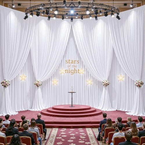40ftx10ft Wrinkle Free White Backdrop Curtain - 10 Feet Photography Backdrop Drapes, Silky Polyester Back Drop Cloth for Wedding Baby Shower Balloon Arch Background - Image 2