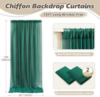 10ft x 10ft Emerald Green Backdrop Curtains, Wrinkle-Free Sheer Chiffon Fabric Photo Backdrop Drapes for Wedding Arch Party Ceremony Photography Decoration - Image 4