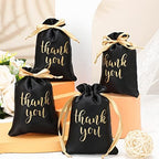 Roowest 5 x 7 Inch 100 Pcs Thank You Satin Gift Bags, Black - Image 3