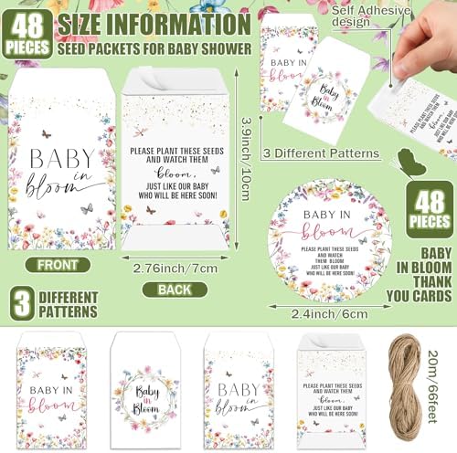 Reallnaive 96 Sets Baby in Bloom Baby Shower Party Favors Seed Packets - Image 3
