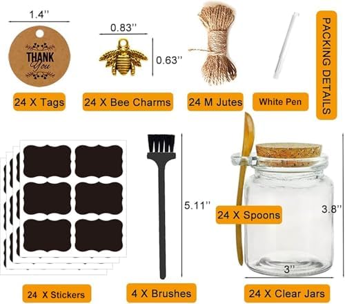 Glass Sugar Scrubs Jars, Bath Salt Container, Glass Jars w/ Bamboo Spoons - Image 2