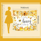 Mocsicka Bee Baby Shower Backdrop - A Little Honey is on The Way Baby Party Decorations Banner - Honeycomb Bumble Bee Photography Background (Yellow, 10x8ft(120"x96")) - Image 6