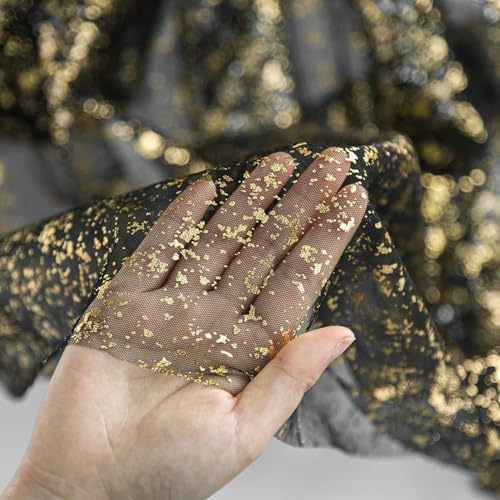 Artoid Mode Black Gold Gauze Table Runner 120 Inch 10Pcs, Glitter Metallic Foil Sheer Dining Wedding Anniversary Holiday Birthday Table Decor for Home Party - Image 6