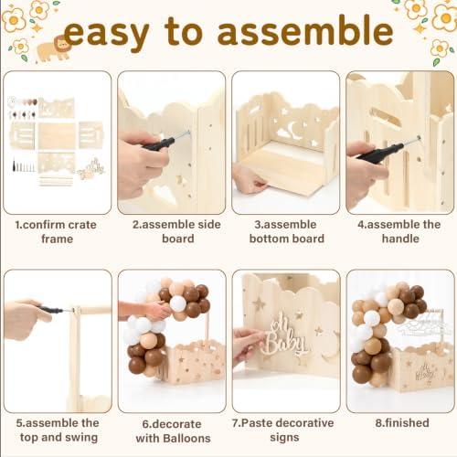 Brown, Wooden Baby Shower Crate Closet,Hollow - Image 5