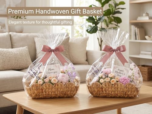 Coeusy 2 Pack Wicker Basket,Cute Scalloped Basket,Natural Water Hyacinth - Image 2