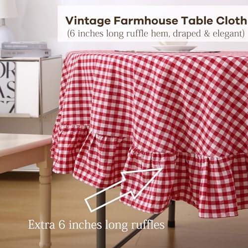 Table Cloth, Red White Gingham, Round Dia.60” - Image 3