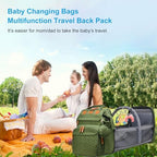Jeryswet Baby Diaper Bags with Changing Station, Waterproof Large Capacity Diaper Bag Backpack for Moms Dads with USB Charging Port and Stroller Straps, Baby Shower Gifts, Green - Image 7
