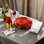 DaYammi 175PCS Clear Red Plastic Dinnerware Set for 25 Guests - Image 2
