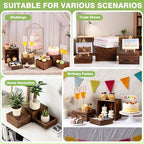 6 Pack Wood Cake Cupcake Stand Buffet Risers, Wooden Display Stand Wood Display Riser, Square Food Display Risers for Party Wedding Birthday Home (6" 7" 8" 9" 10" 11") - Image 5