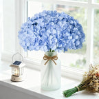 100 Pcs Faux Blue Hydrangea Artificial Flowers Bulk, Fake Silk Hydrangea Flowers Heads with Stems for Wedding Decorations Garden Party Baby Shower Porch Home Decor Table Centerpieces - Image 2