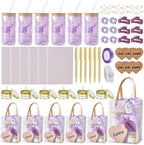 68Pcs Baby Shower Prizes for Game Winners Gifts Wedding Bridal Shower Gifts Including Glass Cans Notebooks Soy Candles Hair Clips for Baby Shower Wedding Bridal Shower Game Prizes (Purple, 6 Sets) by Rigibright