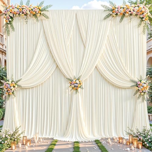 32ftx10ft Wrinkle Free Ivory Backdrop Curtain - 10 Feet Photography Backdrop Drapes, Silky Polyester Back Drop Cloth for Wedding Baby Shower Balloon Arch Background by Unknown