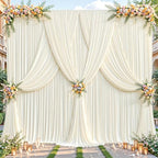 24ftx10ft Wrinkle Free Ivory Backdrop Curtain - 10 Feet Photography Backdrop Drapes, Silky Polyester Back Drop Cloth for Wedding Baby Shower Balloon Arch Background - Image 4