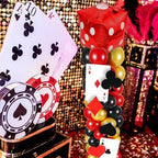 2 Sets Casino Theme Balloon Column Stand Kits Red Black Gold Balloons Column Kit with Dice Poker Tower Stand Kit 2 Sets Balloons Tower Sets for Las Vegas Game Night Themed Party Supplies - Image 6