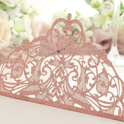 25Pcs Tri-Fold Glitter Wedding Invitations with RSVP Cards and Envelopes - Image 4
