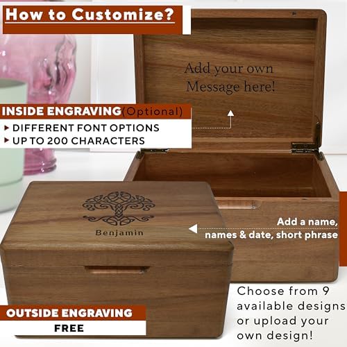 Life Tree Box Personalized, Wooden Keepsake Box for Mens and Womens - Image 3
