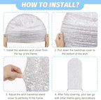MODFUNS Sequins Arch Cover Set of 2 Silver Wedding Arch Cover 6ft 7.2ft Glitter Arch Stand Cover Spandex Arch Cover Double Use Arch Covers Stretchy Backdrop Chiara Arch Cover for Party Banquet Arch - Image 6
