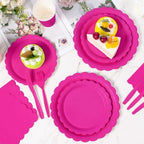 Vyntra 350 Pcs Hot Pink Paper Plates and Napkins Party Supplies - Image 4