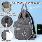 Diaper Bag Backpack for Dad and Mom with USB Charging Port Stroller Straps and Insulated Pocket,army military Travel Nappy Backpack for Daddy/Mommy (Dark Grey) - Image 5