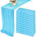 35x120 Inch Baby Blue Cheesecloth Table Runner Baby Shower Birthday Decor by Fivenl